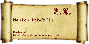 Menich Mihály névjegykártya