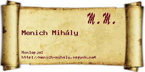 Menich Mihály névjegykártya
